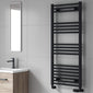 Reina Capo Vertical Flat Straight Heated Towel Rail - 800 x 500mm - Black