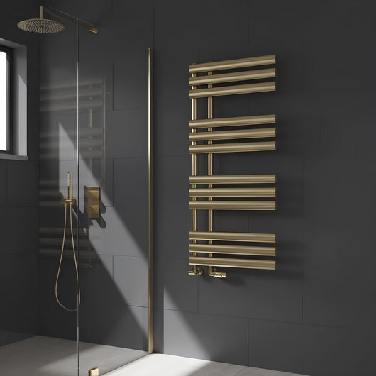  Reina Chisa Designer Heated Towel Rail - 1130 x 500mm - Brushed Brass