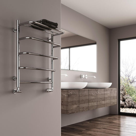  Reina Elvo Designer Heated Towel Rail - Polished Stainless Steel - welovecouk