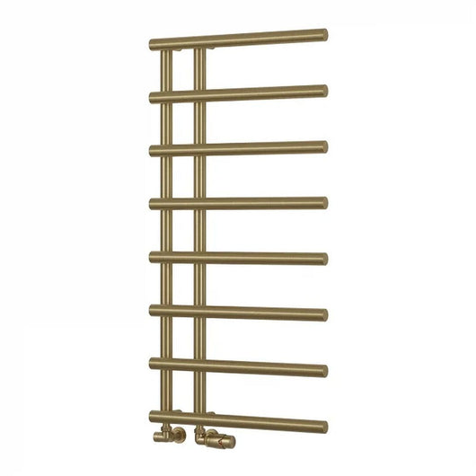 Reina Matera Designer Heated Towerl Rail - 998 x 500mm - Brushed Brass
