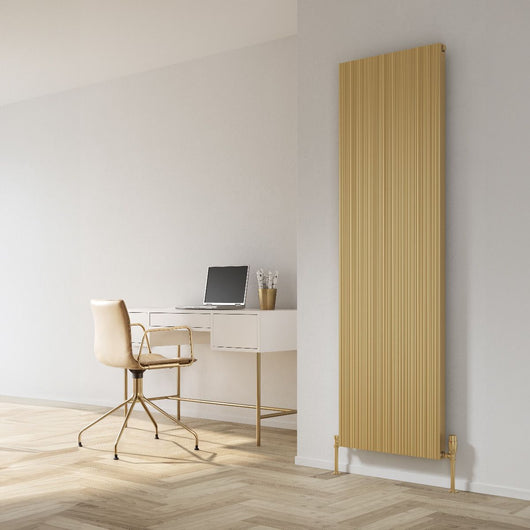  Reina Melvin Vertical Aluminium Radiator - 1800 x 540mm - Brass Effect - welovecouk