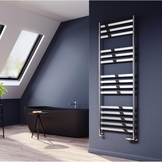  Reina Misa Designer Heated Towel Rail - 1450 x 530mm - Polished Stainless Steel - welovecouk