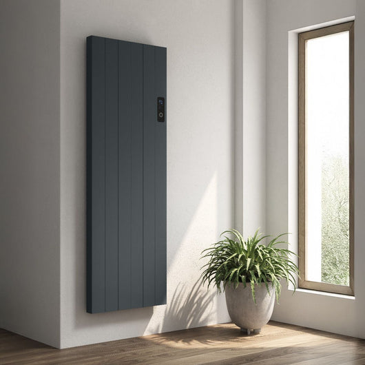  Reina Nika Vertical Designer Electric Radiator - 1600 x 544mm - Anthracite - welovecouk
