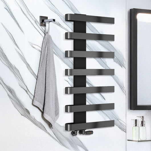  Reina Panaro Vertical Designer Heated Towel Rail - 800 x 500mm - Brushed Gun Metal - welovecouk