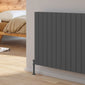 Reina Piatto Horizontal Aluminium Radiator - Double / 600 x 1420mm - Anthracite - welovecouk