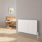 Reina Piatto Horizontal Aluminium Radiator - Double / 600 x 1420mm - White - welovecouk