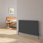 Reina Piatto Horizontal Aluminium Radiator - Double / 600 x 1420mm - Anthracite - welovecouk