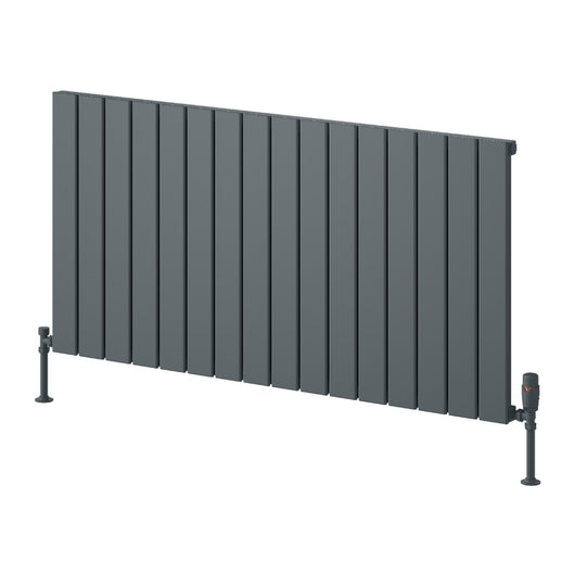 Reina Piatto Horizontal Aluminium Radiator - Single / 600 x 1195mm - Anthracite