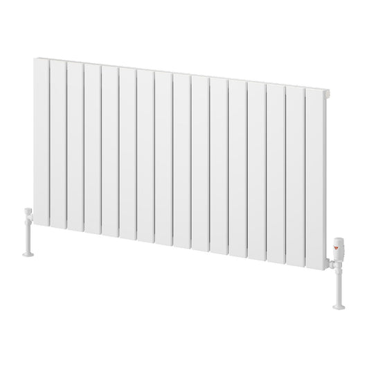  Reina Piatto Horizontal Aluminium Radiator - Single / 600 x 1195mm - White