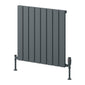 Reina Piatto Horizontal Aluminium Radiator - Single / 600 x 595mm - Anthracite - welovecouk