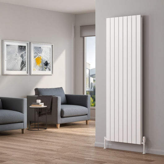  Reina Piatto Vertical Aluminium Radiator - Double / 1800 x 595mm - White - welovecouk