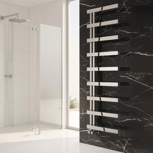  Reina Piazza Designer Heated Towel Rail - 1670 x 500mm - Polished Stainless Steel - welovecouk