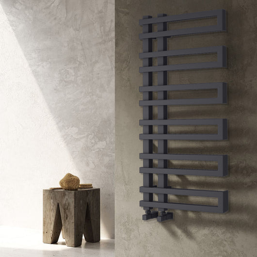  Reina Pietra Vertical Designer Heated Towel Rail - 1100 x 530mm - Anthracite - welovecouk