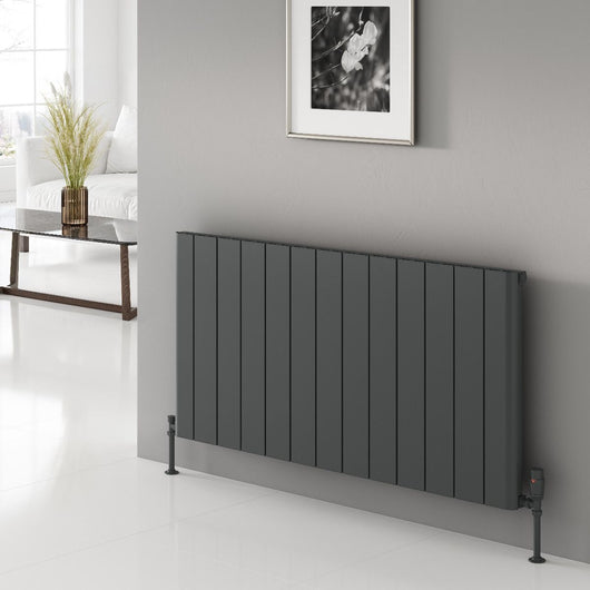  Reina Resia Horizontal Aluminium Radiator - 600 x 1420mm - Anthracite - welovecouk