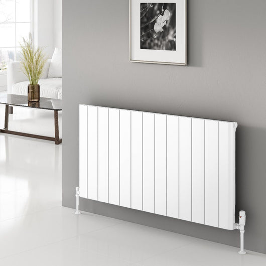  Reina Resia Horizontal Aluminium Radiator - 600 x 1420mm - White - welovecouk
