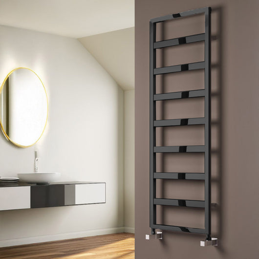  Reina Rezzo Vertical Designer Heated Towel Rail - 1460 x 550mm - Black