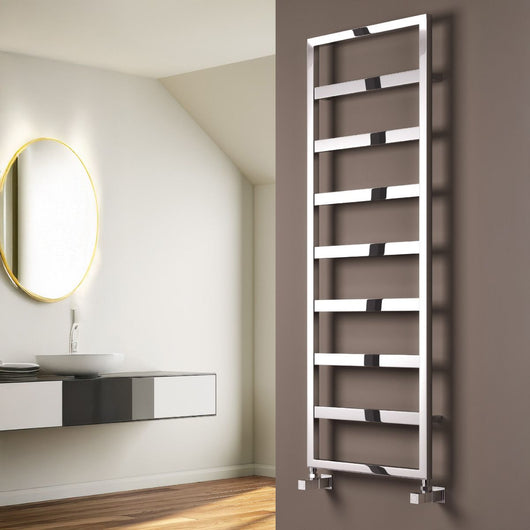 Reina Rezzo Vertical Designer Heated Towel Rail - 1460 x 450mm - Chrome