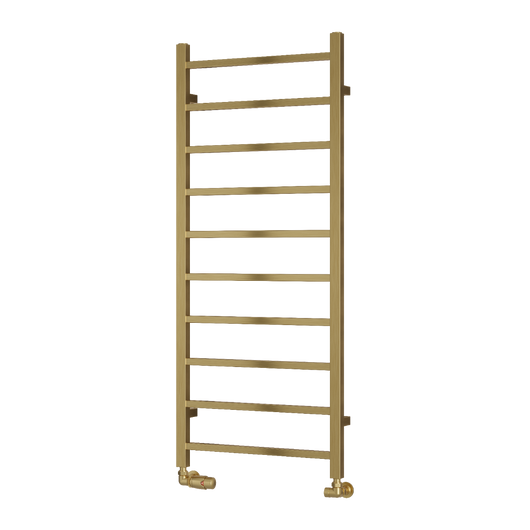  Reina Serena Vertical Square Tub Heated Towel Rail - 1200 x 500mm - Brushed Brass