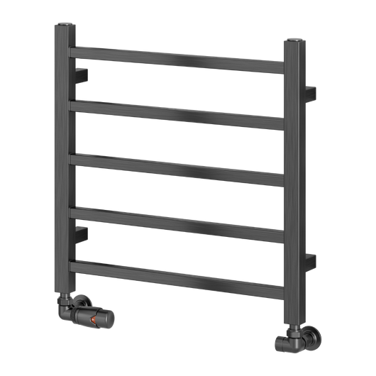  Reina Serena Vertical Square Tub Heated Towel Rail - 500 x 500mm - Brushed Gun Metal