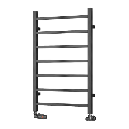  Reina Serena Vertical Square Tub Heated Towel Rail - 800 x 500mm - Brushed Gun Metal