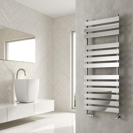  Reina Trento Vertical Steel Flat Panel Heated Towel Rail 1300 x 500 - Chrome