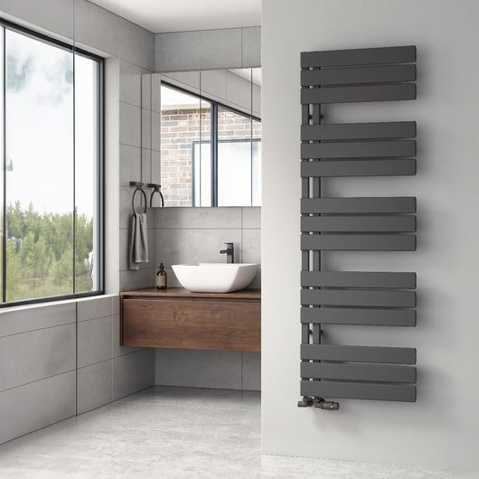  Reina Vada Vertical Aluminium Towel Rail - 1510 x 500mm - Anthracite - welovecouk