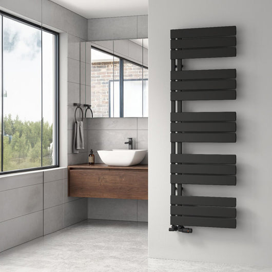  Reina Vada Vertical Aluminium Towel Rail - 1510 x 500mm - Black - welovecouk