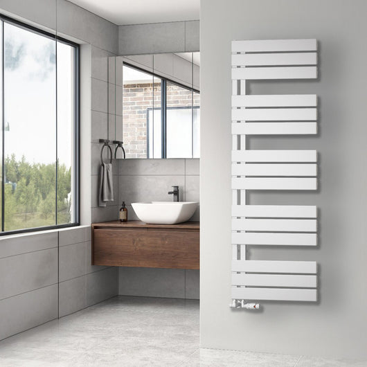  Reina Vada Vertical Aluminium Towel Rail - 1510 x 500mm - White - welovecouk