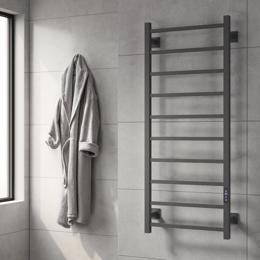  Reina Velino Vertical Stainless Steel Electric Radiator - 1200 x 500mm - Gun Metal
