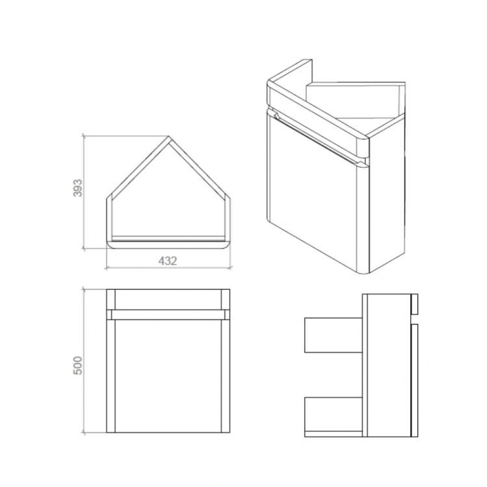 RAK Resort 450mm Corner Basin Unit & Corner Basin Matt White welovecouk