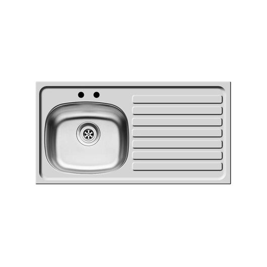  Pyramis Opis 940 x 490mm 2 Tap Hole Right Hand Sink With 1 Bowl - welovecouk