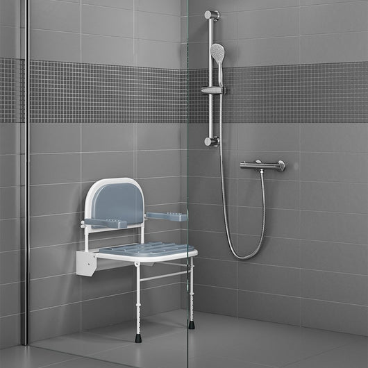  Assisted Living Shower Seat c/w Backrest With Arm Legs Grey