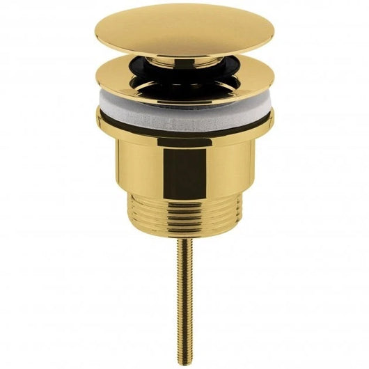  Nuie Bathroom Push Button Basin Waste Slotted Unslotted Brushed Brass Round