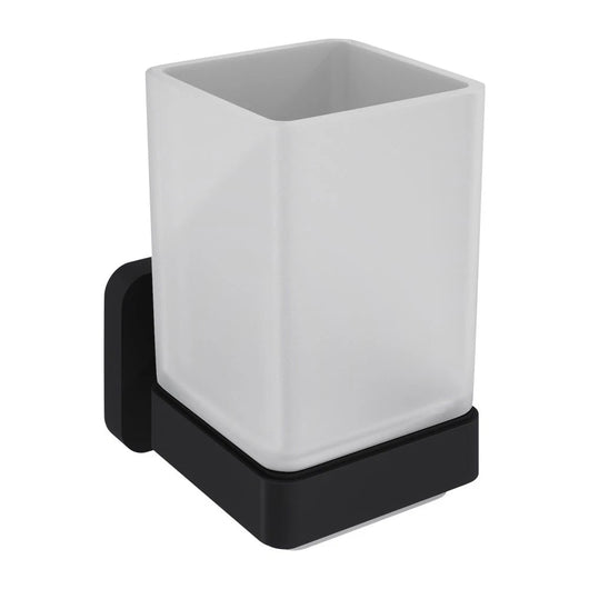  Nuie Trisen Matte Black Tumbler Holder & Glass Tumbler Wall Mounted Bathroom