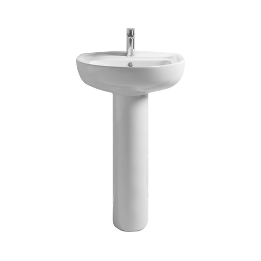  Nuie Ramsay 550mm Basin & Full Pedestal 1 Tap Hole Round Bathroom Sink Modern