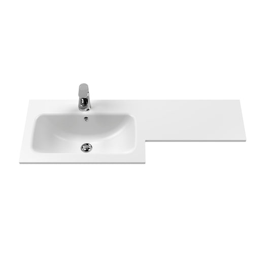  Nuie Arno L-Shaped 1100 Floor Standing Solid Stone Basin Combination Unit - Satin Grey with Freya Toilet - welovecouk