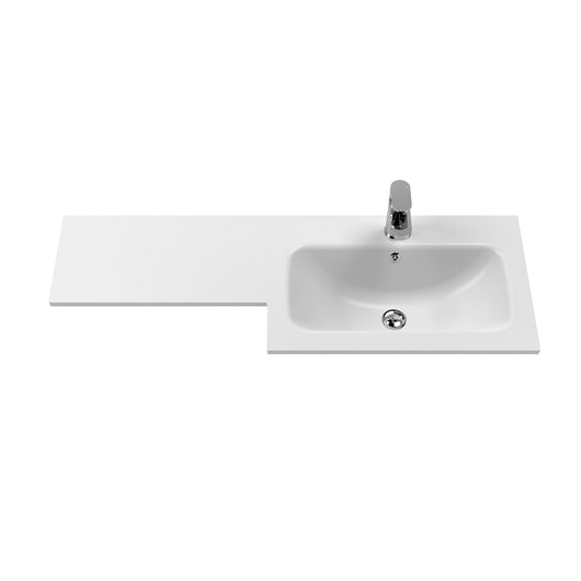  Nuie Arno L-Shaped 1100 Floor Standing Solid Stone Basin Combination Unit - Satin Grey with Freya Toilet - welovecouk