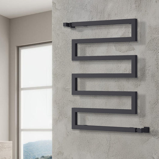  Reina Serpe Vertical Square Designer Heated Towel Rail - 510 x 500mm - Anthracite - welovecouk