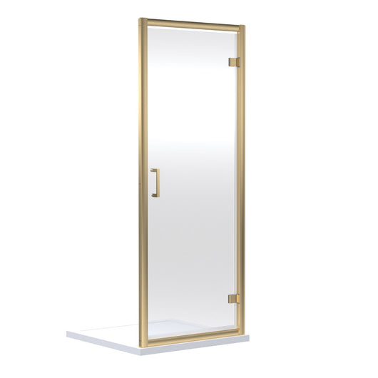  ShowerWorX Atlantic Hinged Brushed Brass Shower Door - 6mm Glass