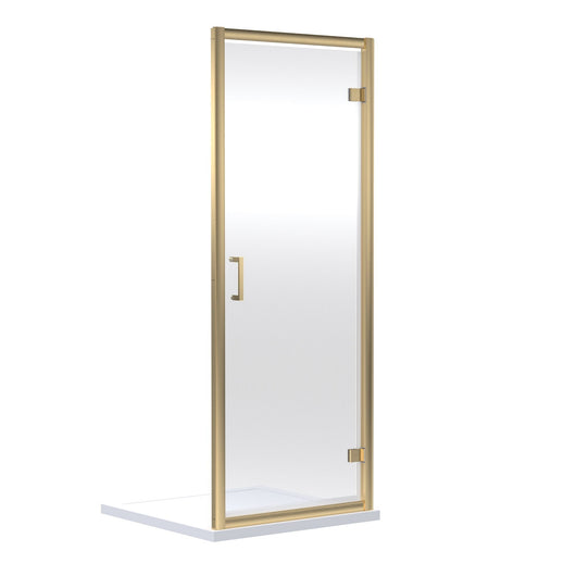  Rene Hinged Brushed Brass Shower Door - 6mm Glass