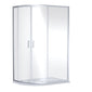 Deco Curved 500mm Satin White Vanity & Chrome Offset Quadrant Shower Enclosure Bathroom Suite