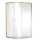 Deco Squared 600mm Satin White Vanity & Brushed Brass Offset Quadrant Shower Enclosure Bathroom Suite