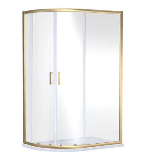  Rene Brushed Brass 1000 x 800 x 1900mm Offset Quadrant Shower Door - 6mm Glass