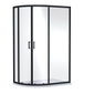 Deco Curved 600mm Satin Grey Vanity & Black Offset Quadrant Shower Enclosure Bathroom Suite