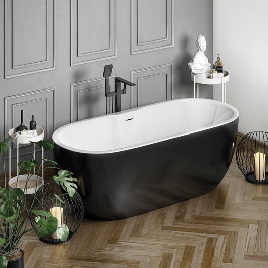 Synergy San Marlo Black Double Ended Bath 1655mm - Black - welovecouk