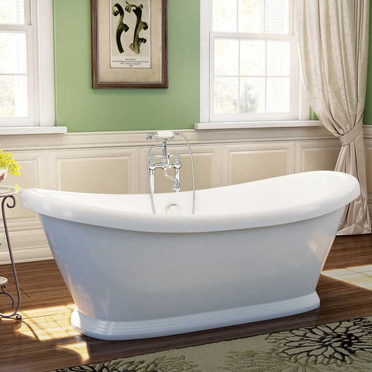  Synergy Boat Traditional White Freestanding Bath 1770mm - White - welovecouk