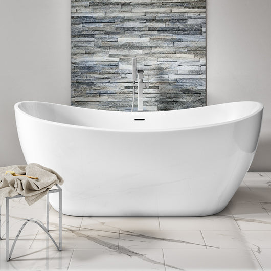  Synergy Bolsena Modern Double Ended Freestanding Bath 1500mm - White - welovecouk