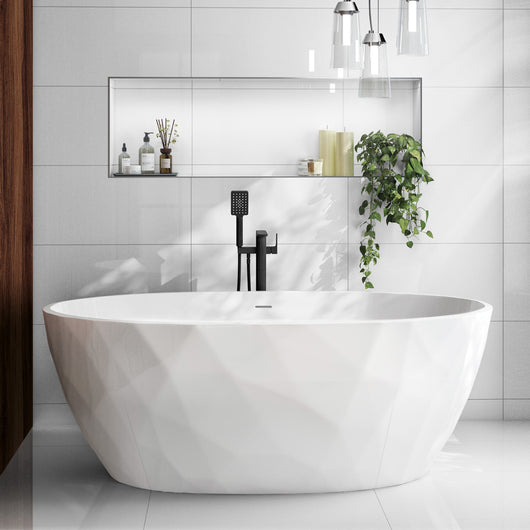  Synergy Cincelado Crystal Freestanding Bath 1700mm - Gloss White - welovecouk