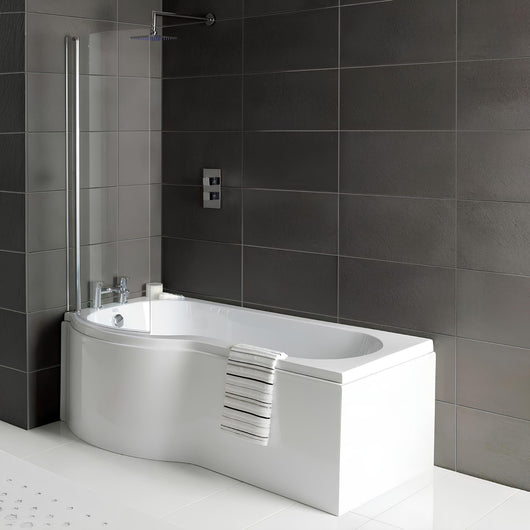  Trojan Zeya P Shape Shower Bath 1500 x 700/800 Premier Finish - Left - welovecouk