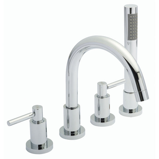  Hudson Reed Tec Lever 4 Hole Bath Shower Mixer Tap with Shower Kit & Hose Retainer